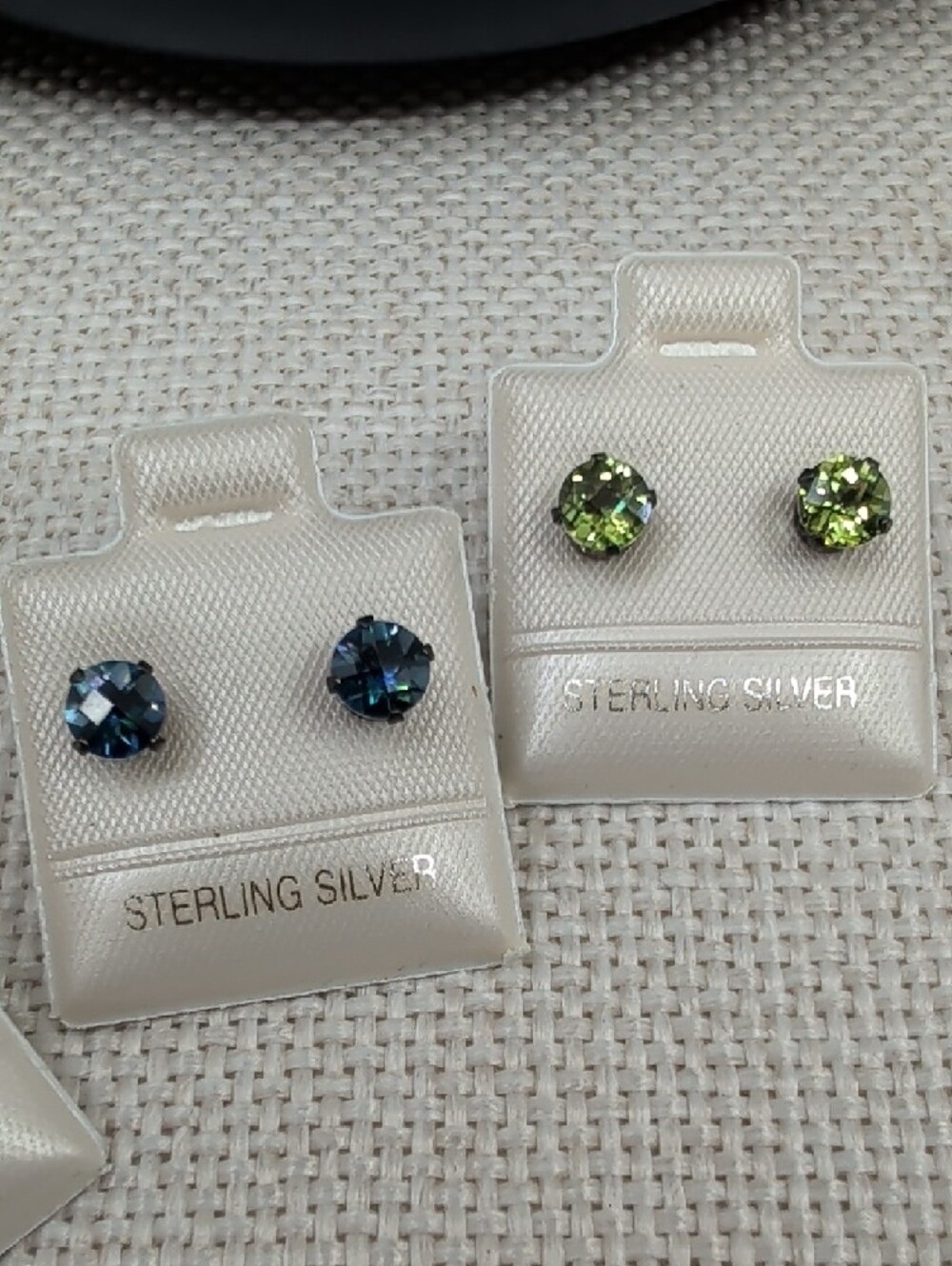 Vintage 925 Sterling Silver Multicolor Crystal Stud Earrings Set of 4 - Picture 3 of 16